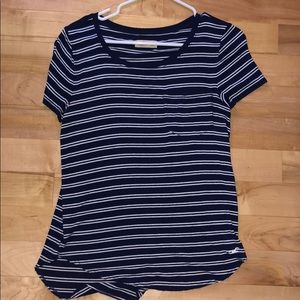 Hollister navy and white stripe pocket tee